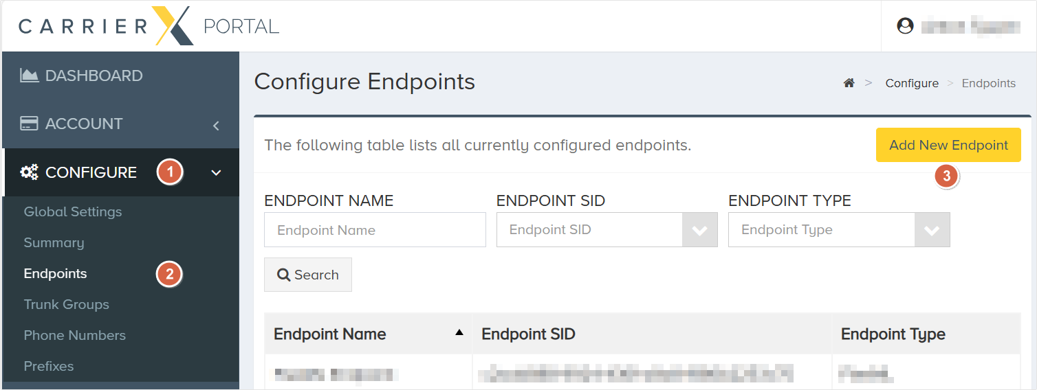 Add New Endpoint button