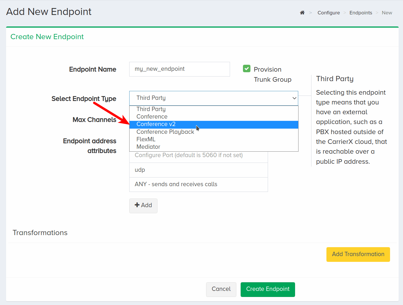 Choose Endpoint