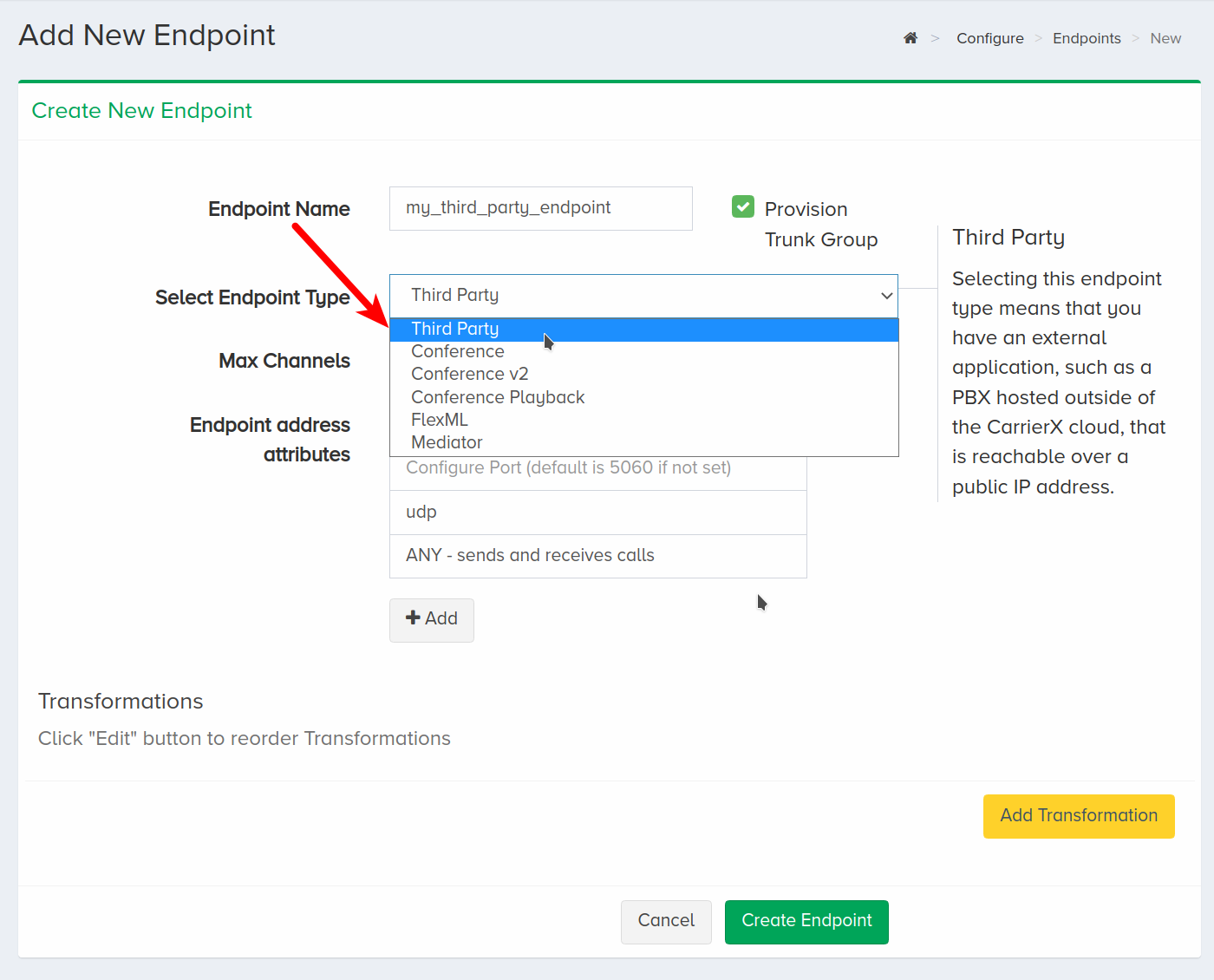 Choose Endpoint