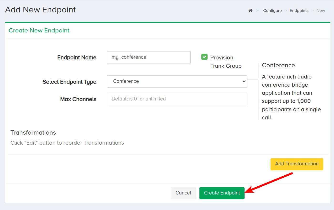 Create Endpoint