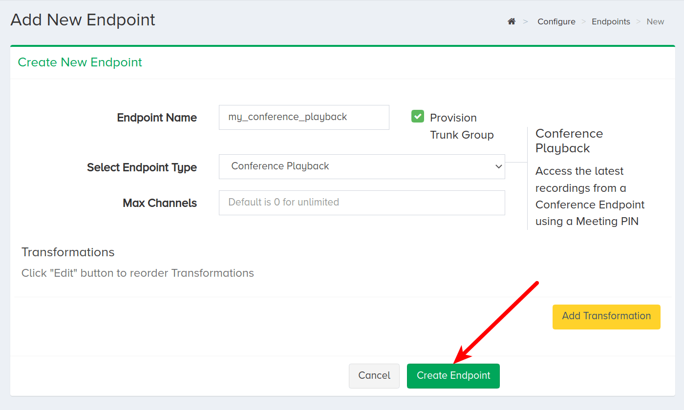 Create Endpoint