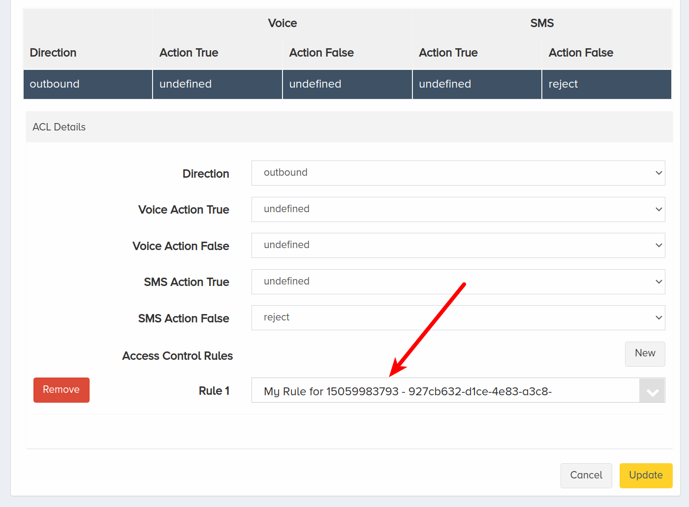 Select Created ACR Trunk Group