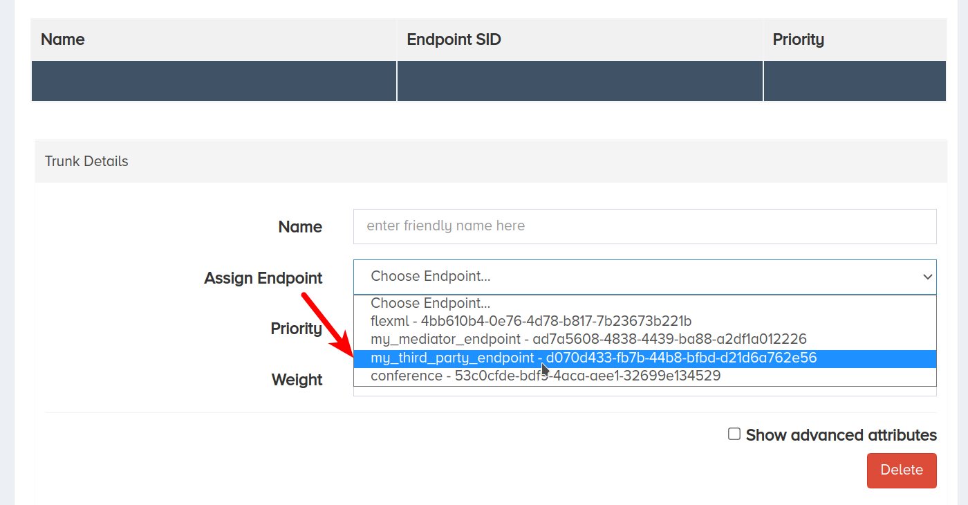 Select Endpoint