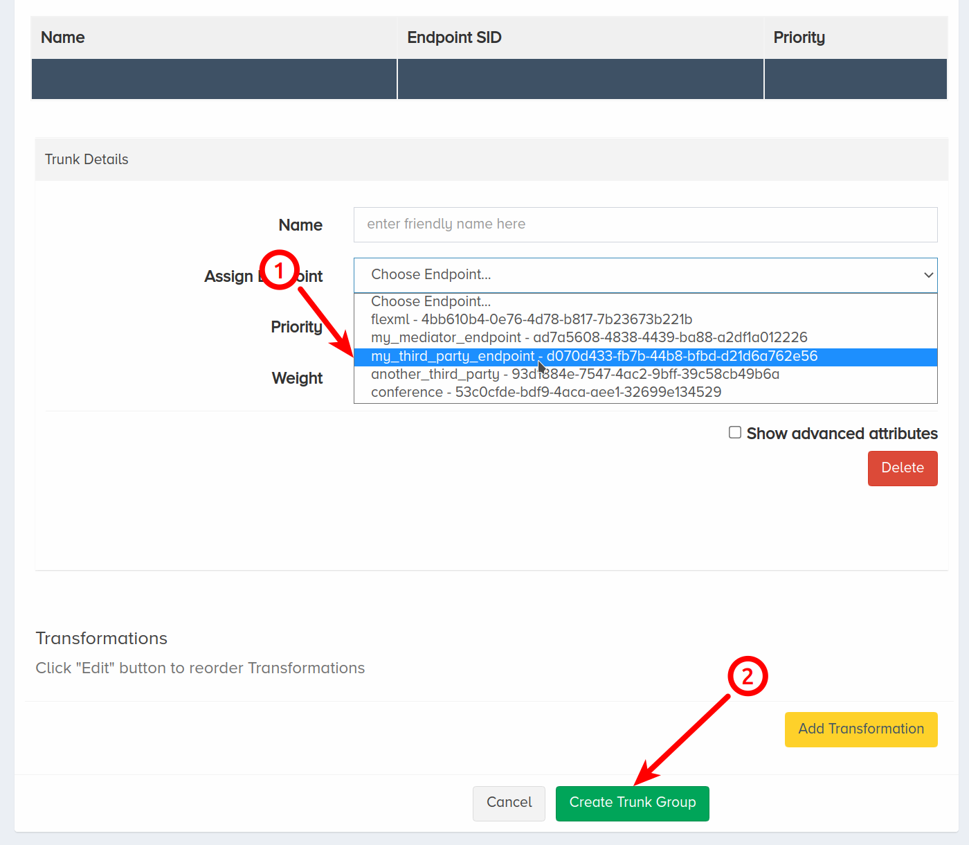 Select First Endpoint