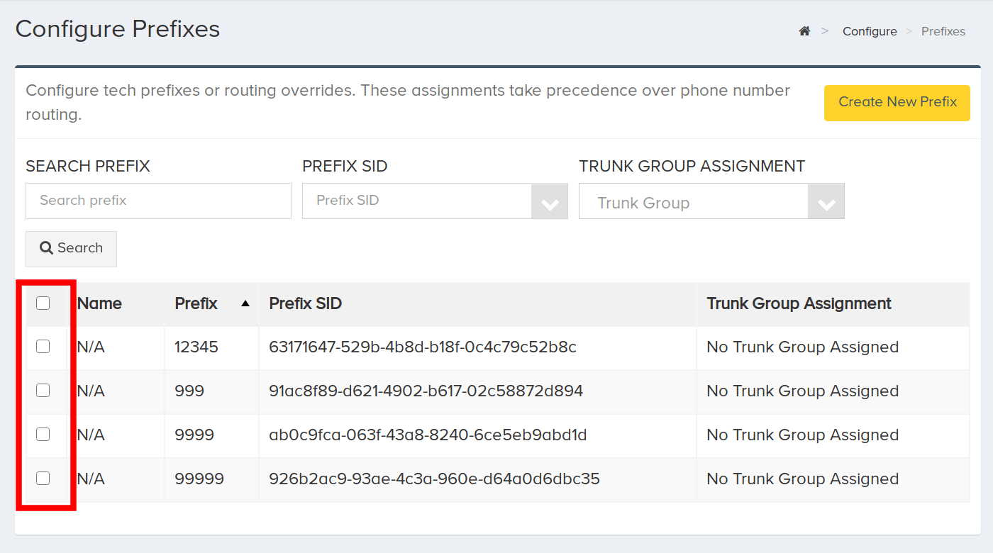 Select Prefixes
