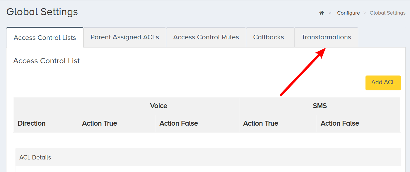 Select Transformations Tab
