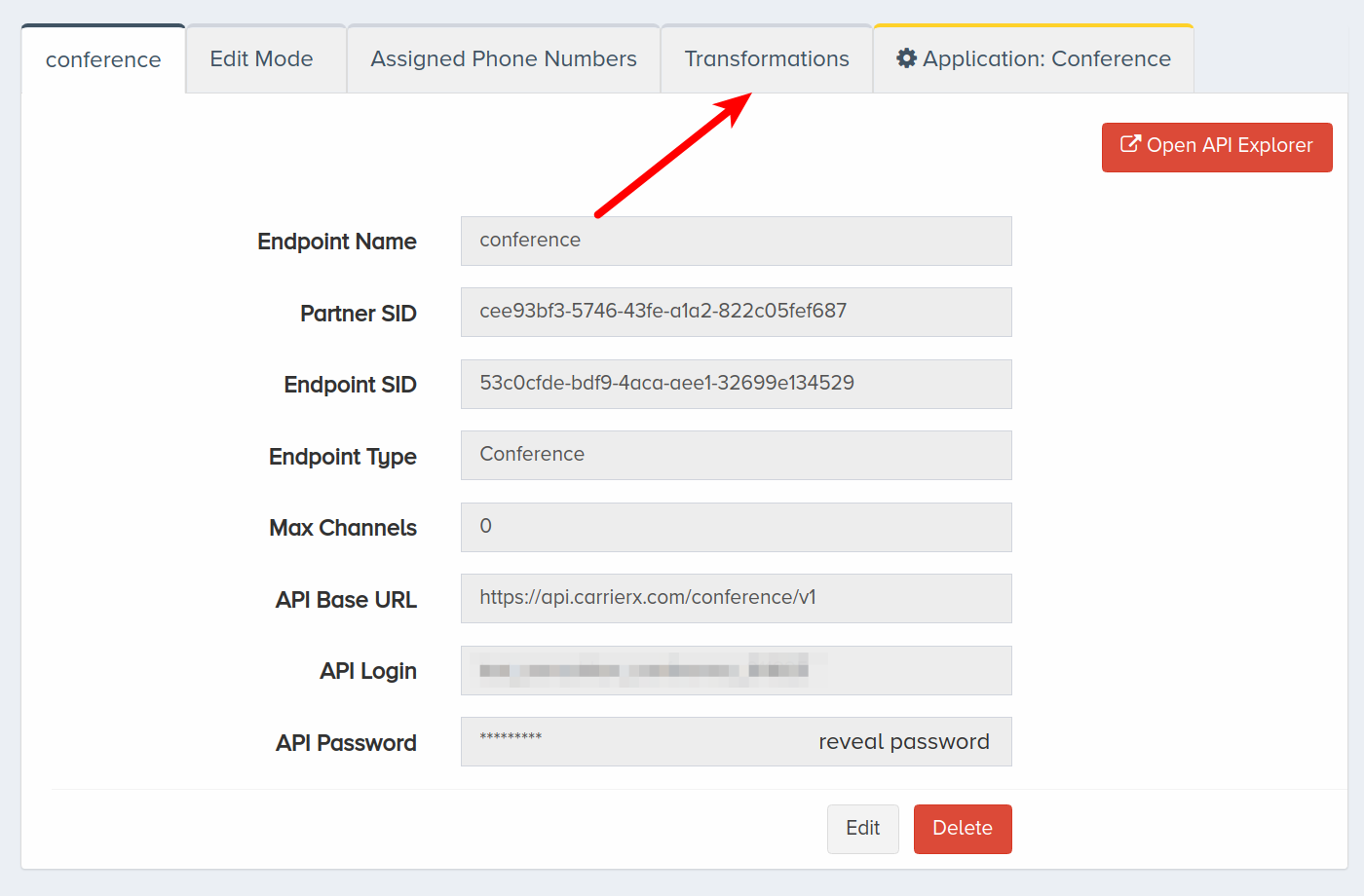 Select Transformations Tab