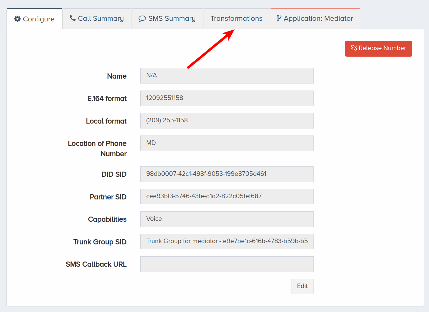 Select Transformations Tab