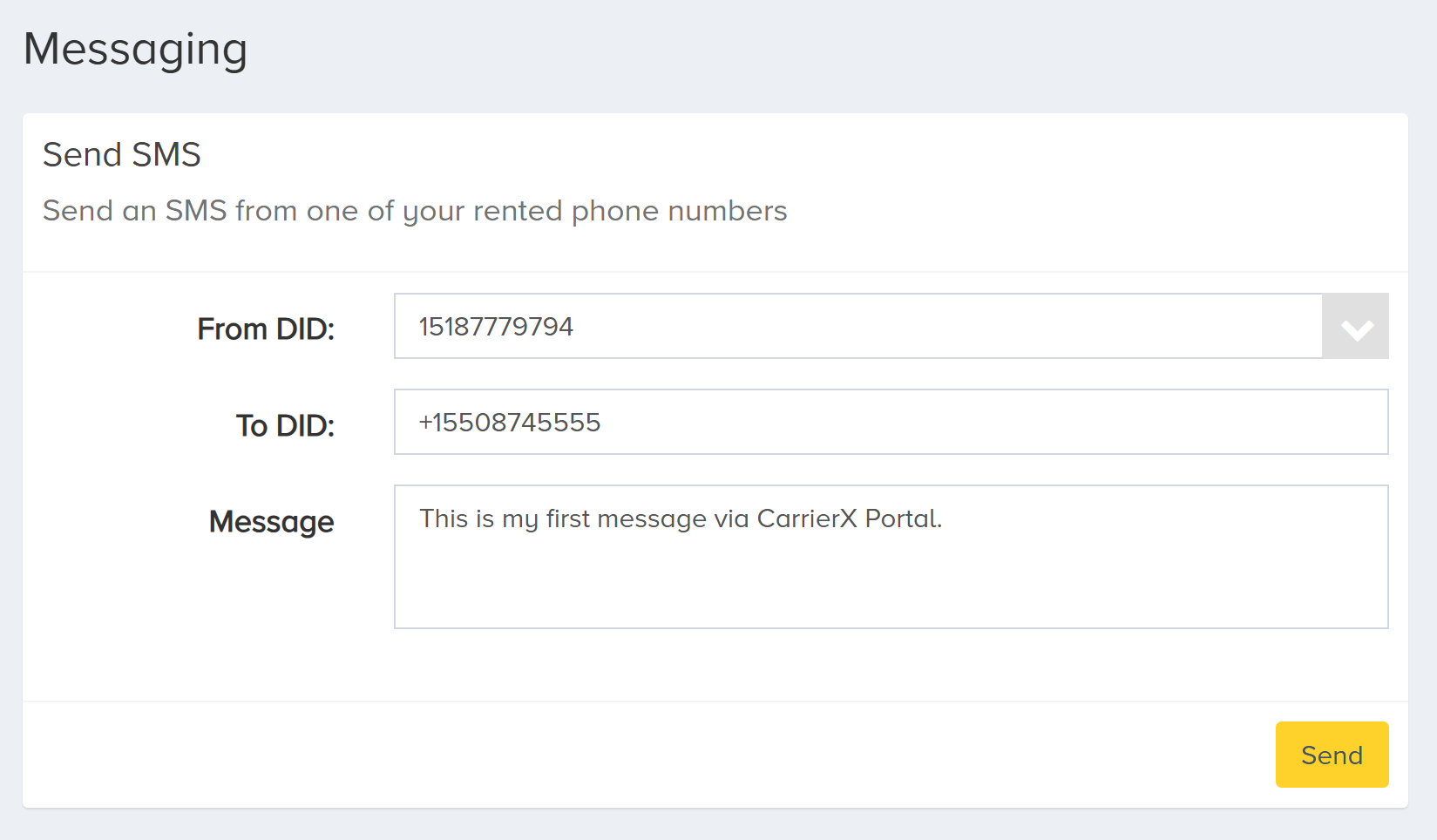 Send an SMS via Portal