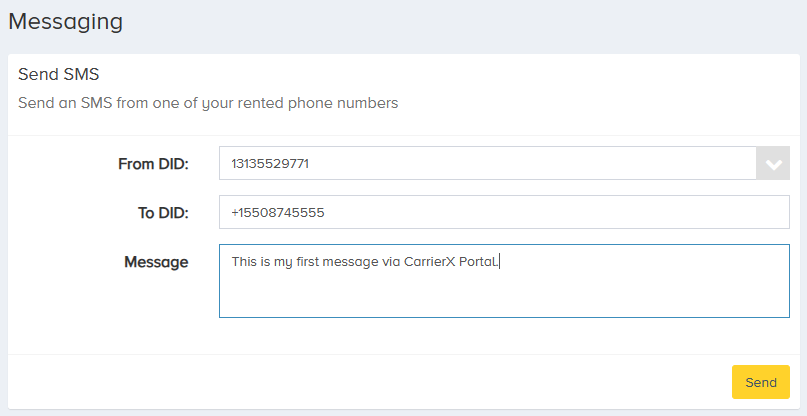 Send an SMS via Portal